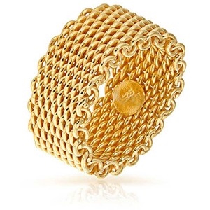 plotseling Voorgevoel Medicinaal Yellow Gold Plated Mesh Ring, Mesh Ring, Fashion Mesh Ring, Gold Plated Mesh  Ring, 14K Gold